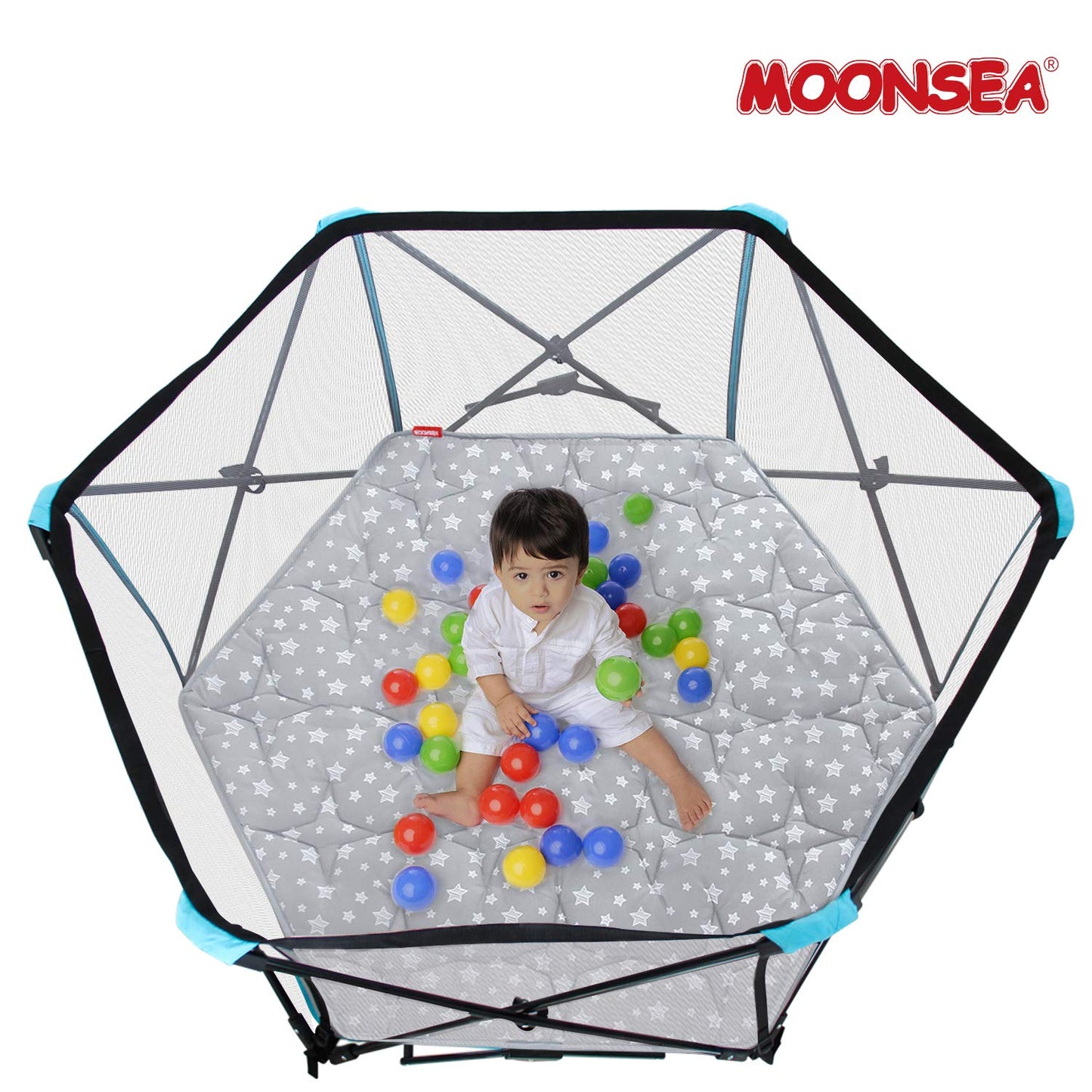 Octagon Playpen Mat Grey, Non Slip 8 Panel Playpen Mattress Mat Fits Regalo Extra Large Play Yard and hiccapop XL 69" Baby Playpen, Grey Star Octagon Playard Pad