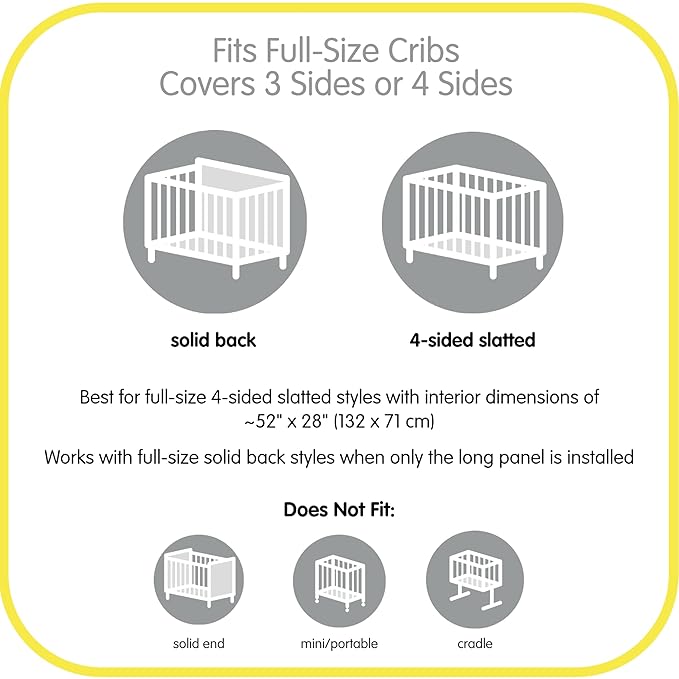 BreathableBaby Breathable Mesh Liner for Full-Size Cribs, Classic 3mm Mesh, Safari Fun Too (Size 4FS Covers 3 or 4 Sides)