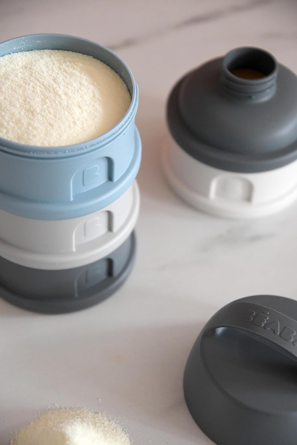 BEABA Formula and Snack Container, Baby Formula Dispenser, Toddler Baby Snack Storage Container, Holds up to 11 Doses of Milk Powder Per Compartment, Made in France, Rose