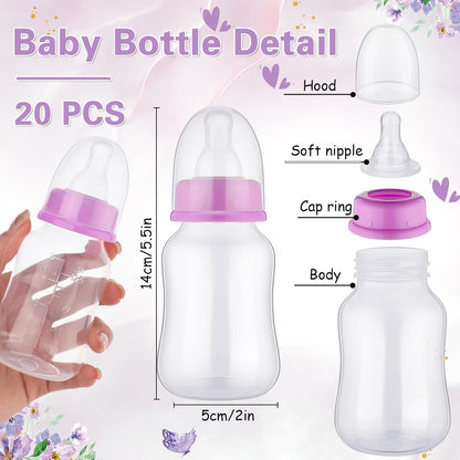 TrelaCo Bottle Chug Baby Shower Game 20 Pcs Baby Bottles Shower Favor with 1 Greenery Theme Sign for Gender Reveal Party Supplies Gifts(Green)