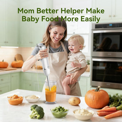 Immersion Blender Handheld 5 in 1 Hand Blender, 1000W Hand Mixer Stick, BPA-Free 12 Speed Handheld Blender 304 Stainless, Beaker, Chopper, Whisk and Milk Frother, Soup, Smoothies, Baby Food, Sauce