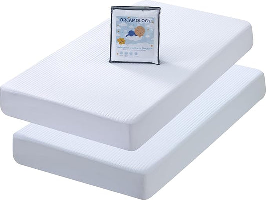 Dreamology Crib Mattress Protector Waterproof,Crib Mattress Pad Cover,2 Pack,100% Waterproof, Noiseless & Machine Wash Standard Mattress Protector Sheet,Quilted Mattress Protector, 52" x 28"