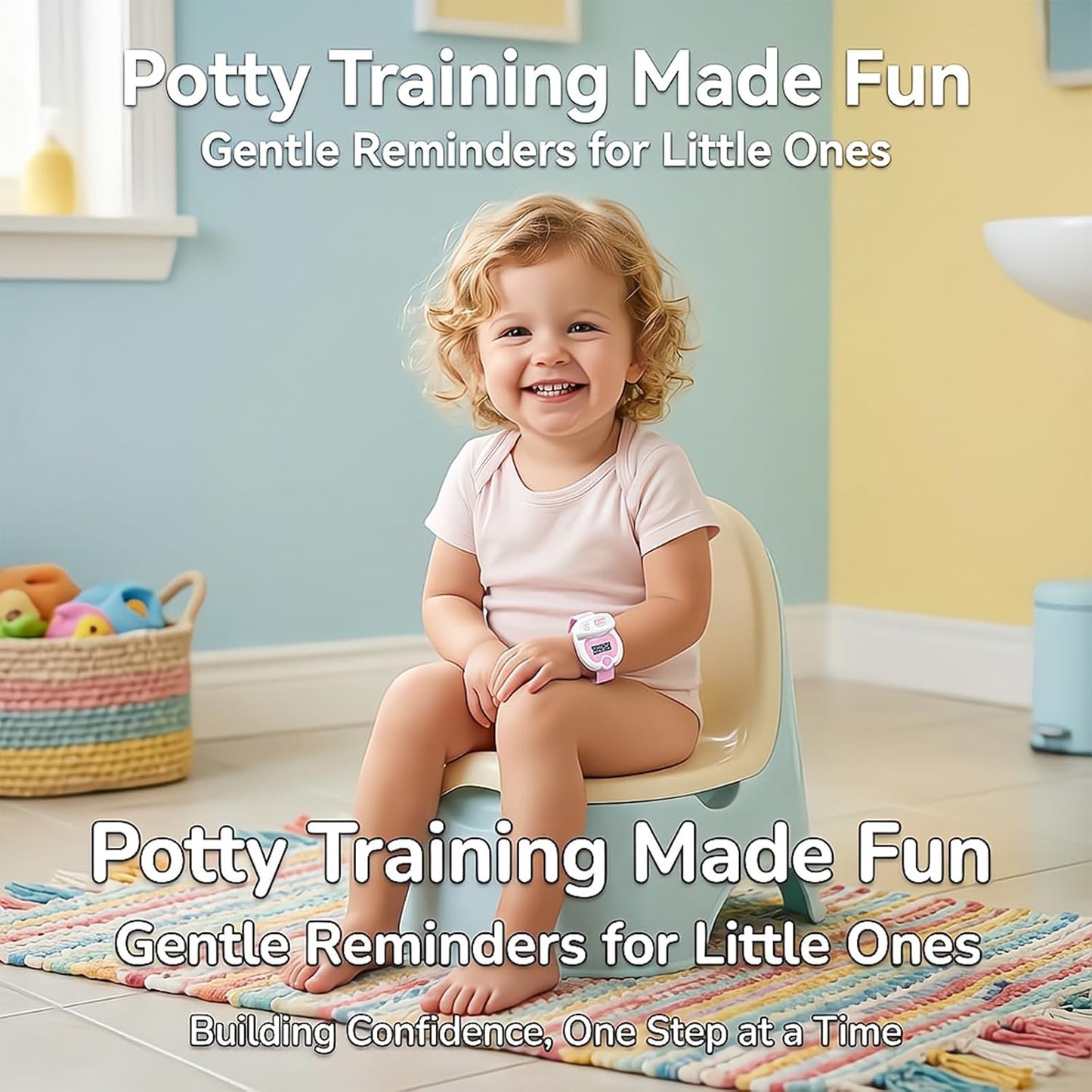 Potty Training Watch for Toddlers, Cute Apple-Shaped Design with 5 Timing Modes (30-180min), Music & Flash Reminders, Magnetic Charging, Compact Screen, Splash-Proof, Gifts for 3-7 Year Old Girls Boys