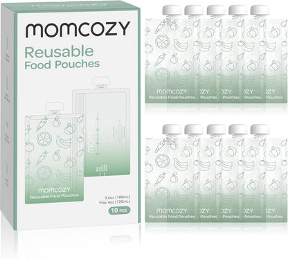 Momcozy Reusable Baby Food Pouches for Toddlers,BPA Free Plastic,Food Safe,Freezer Safe,Refillable for Applesauce Yogurt & Puree Squeeze Pouch,10 packs,5oz