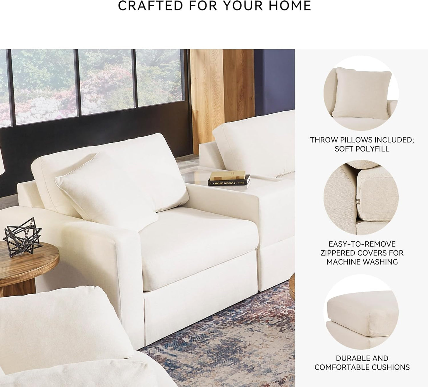 Signature Design by Ashley Modmax Coastal Press-Back Swivel Glider Rocker Recliner with Machine Washable Cover, Hidden Storage Compartments and 2 Bolster Pillows, Beige - Colors A