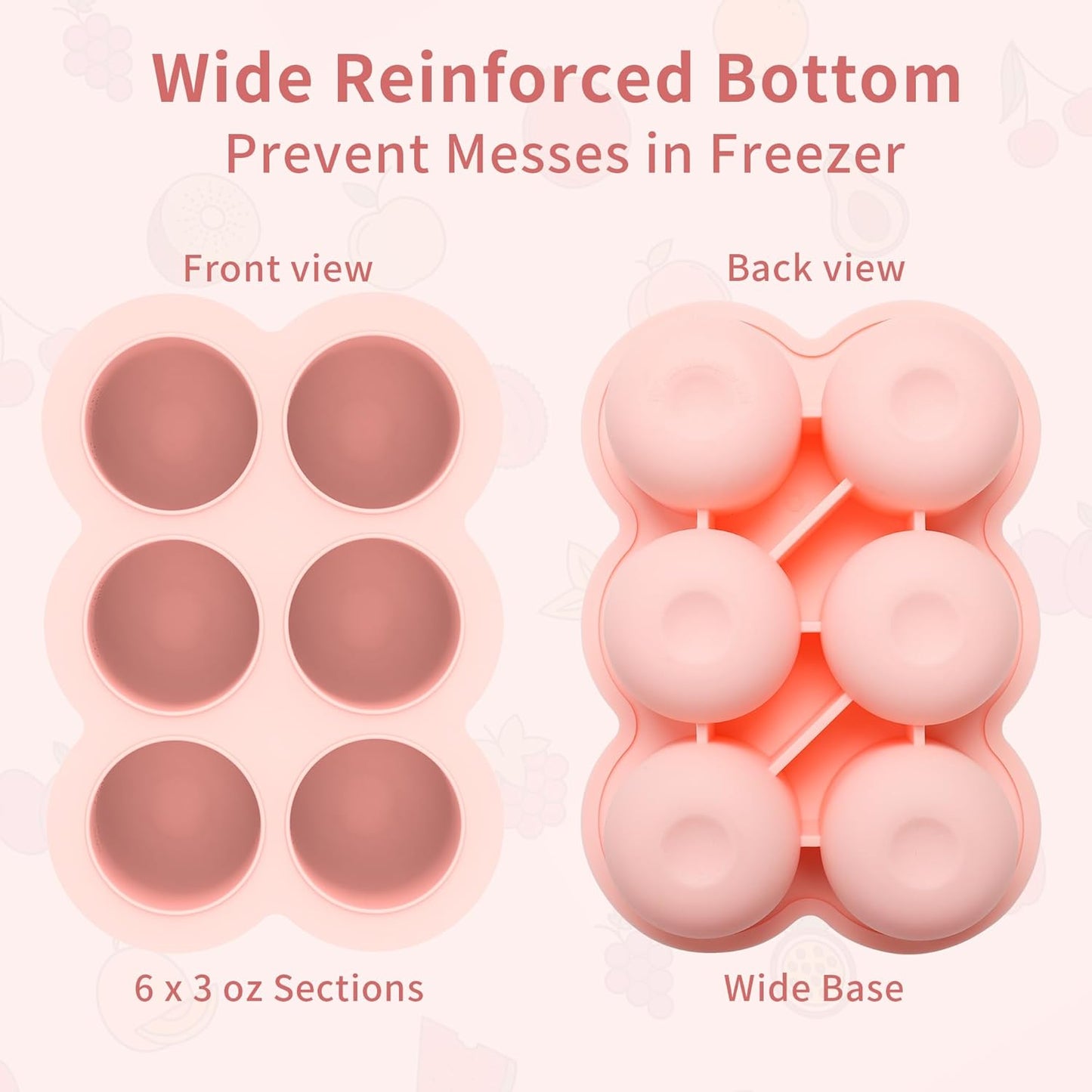 12x1.5oz Baby Food Storage Containers, Baby Food Freezer Tray with Clip Lid Gossamer Pink, Food Grade Silicone Freezer Trays for Purees & Vegetables