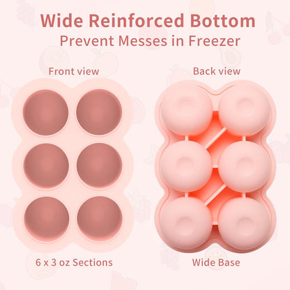 12x1.5oz Baby Food Storage Containers, Baby Food Freezer Tray with Clip Lid Gossamer Pink, Food Grade Silicone Freezer Trays for Purees & Vegetables