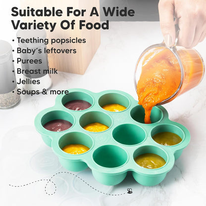 KeaBabies Silicone Food Freezer Trays with Lid, 2oz x 10 Pods Baby Food Storage Containers, Easy Puree Meal Prep, Breast Milk Silicone Freezer Molds, Dishwasher, Microwave Safe, BPA-Free (Chai Latte)