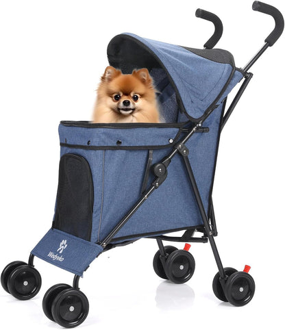 Wedyvko Travel Portable Dog Stroller, Pet Stroller for Small Puppy Dogs & Cats, Up to 33 lbs, Black