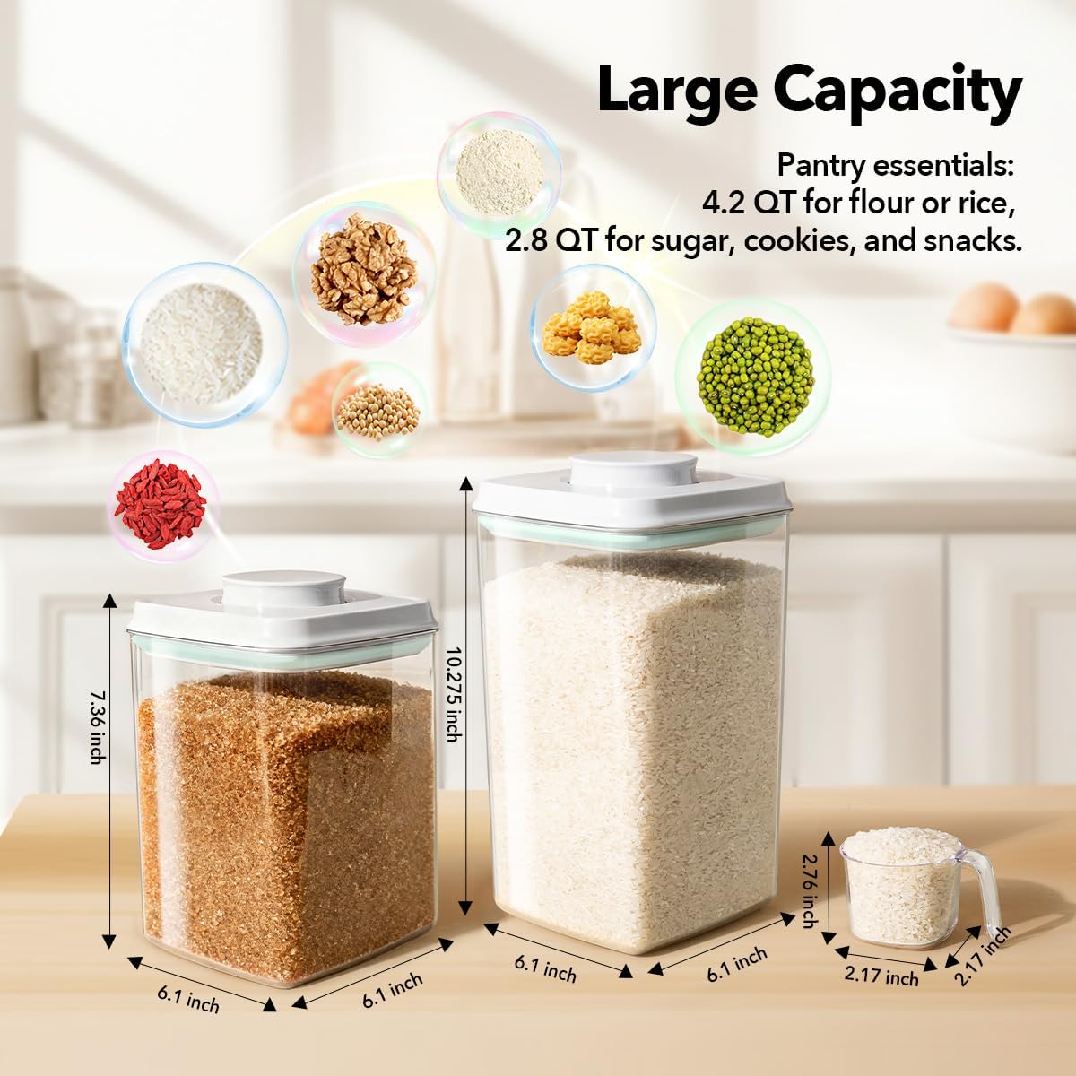 Ankou Formula Container - 1700ml Airtight Formula Dispenser One Button Handy Milk Powder Container BPA-Free Storage Containers with Scoop and Scraper Transparent 730g