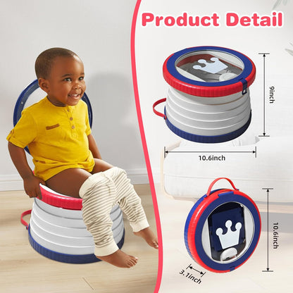 Portable Potty Chair for Toddlers with Splash-Proof Design, Foldable Travel Potty with Bag & 30 Refills - Kids Toilet for Car, Camping, Indoor - Easy Clean Baby Potty Training Seat(Red-blue)