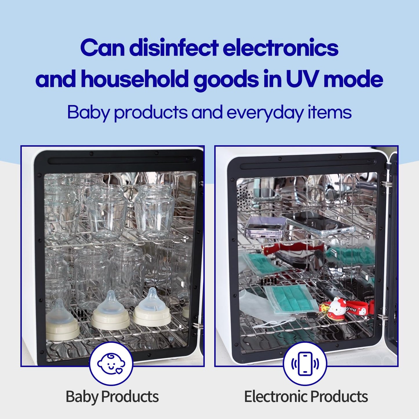 HubiBaby 4-in-1 UVC Cleaner and Dryer for Baby Bottles XL Large Inner Capacity Multifunctional Smart Control with Bluetooth APP