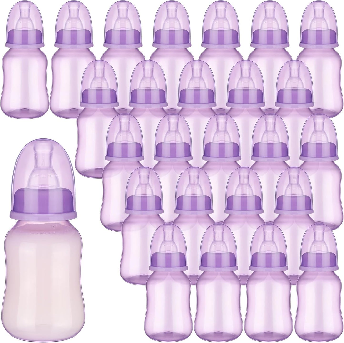 SiliFine 30 Pcs Baby Shower Favors Party Bottle Chug Game Mini Bottles Gift Sets for Gender Reveal Birthday Party Supplies Gift (Pink)