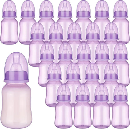 SiliFine 30 Pcs Baby Shower Favors Party Bottle Chug Game Mini Bottles Gift Sets for Gender Reveal Birthday Party Supplies Gift (Pink)
