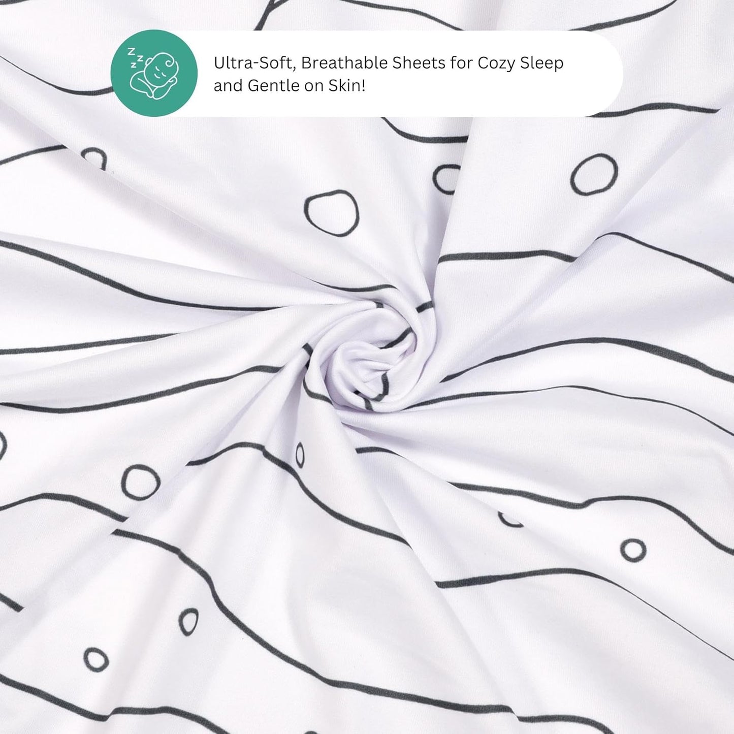 Bassinet Sheets for Papablic, CoZee, Cowiewie, Ezebaby, Nawahev Baby Bassinet Bedside Sleeper by TansyPanda, 3PC, 33x20, Ultra Soft, Breathable Snug Fit, Unisex Boys Girls, Gray White (Space Rockets)