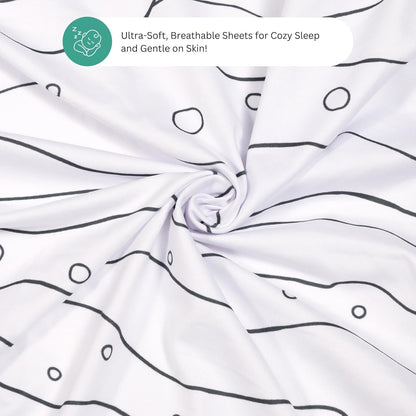 Bassinet Sheets for Papablic, CoZee, Cowiewie, Ezebaby, Nawahev Baby Bassinet Bedside Sleeper by TansyPanda, 3PC, 33x20, Ultra Soft, Breathable Snug Fit, Unisex Boys Girls, Gray White (Space Rockets)