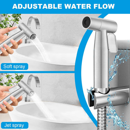 Handheld Bidet Sprayer for Toilet, Adjustable Stainless Steel Bathroom Bidet Sprayer Attachment Set with Hose for Baby Cloth Diaper, Leakproof High Pressure Toilet Muslim Shower Jet