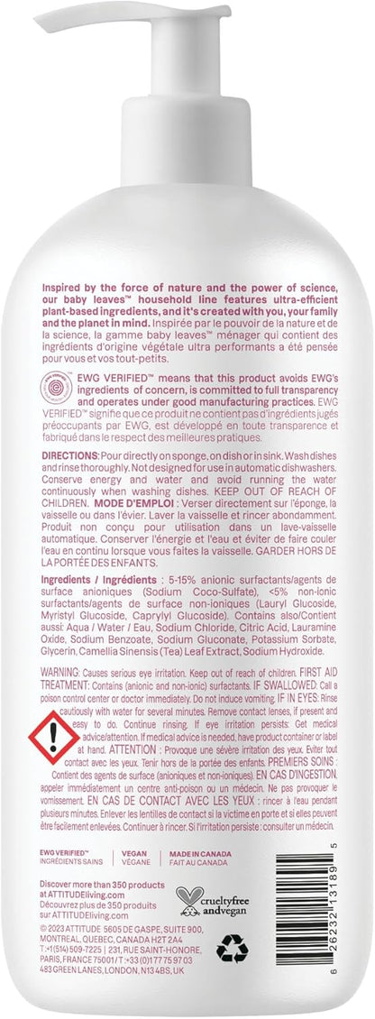 ATTITUDE Baby Bottle & Dish Soap, EWG Verified Bottle Cleaner, Fragrance Free & Dye Free, Removes Milk Residue & Grease, Vegan, Bulk Refill, Unscented, 67.6 Fl Oz
