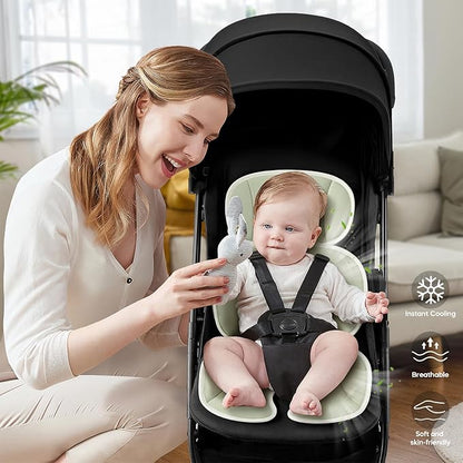 Baby Stroller Cooling Pad Universal Soft Cooler Pad Breathable Adjustable Car Seat Liner Detachable 2-Piece Cooling Cushion Fits Strollers, Car Seat, High Chair, Bassinet, Swing