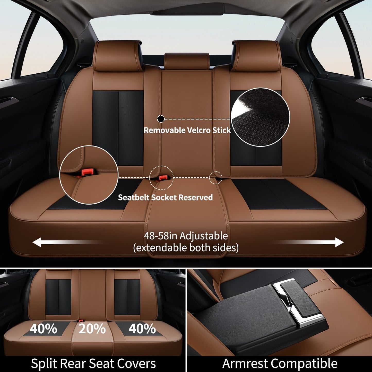 FLORICH Car Seat Covers Full Set, Automotive Seat Covers, Black Car Seat Cover, Waterproof Seat Protectors Universal fit for Car Truck Van SUV - Black