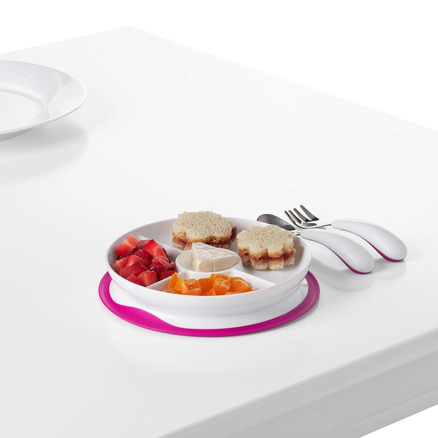 OXO Tot Stick and Stay Suction Divided Plate - Opal