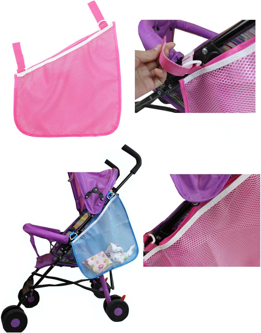 Baby Stroller Organizer,Black,Umbrella stroller organizer,Extra pockets to store snacks/wipes items,Holds water bottles, toddler sweat shirt etc (Black)