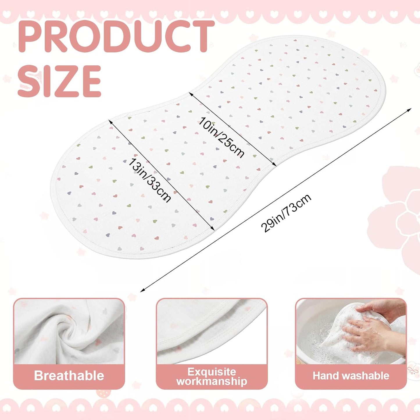 Hahafelt 3 Pcs Changing Pad Liners Fits in Peanut Shape Changing Pad Waterproof Diaper Mats Organic Cotton Peanut Mats are Warm on Baby's Back, Washable Reusable (Starry Style,Multicolor)