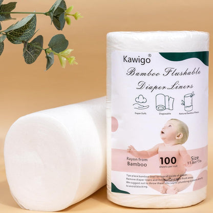 Diaper Liners Kawigo Cloth Diaper Liner for Baby Cloth Diaper Natural Soft Rayon Made from Bamboo 400 Sheets 11.8 x 7.1in Unscented Fragrance Free Chlorine Free