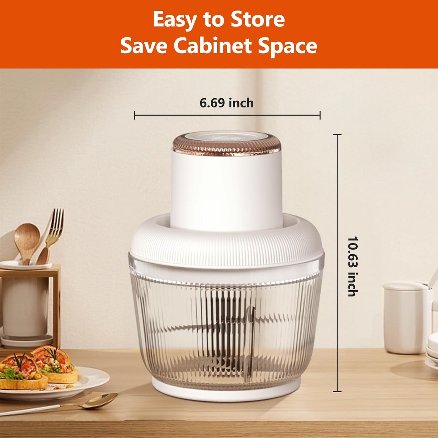 Kawu Electric Food Processor, Cordless Small Meat Grinder for Kitchen, Portable Vegetable Chopper with Glass Bowl, USB Rechargeable Meat Shredder, Mini Onion Chopper & Food Chopper Vegetable Cutter