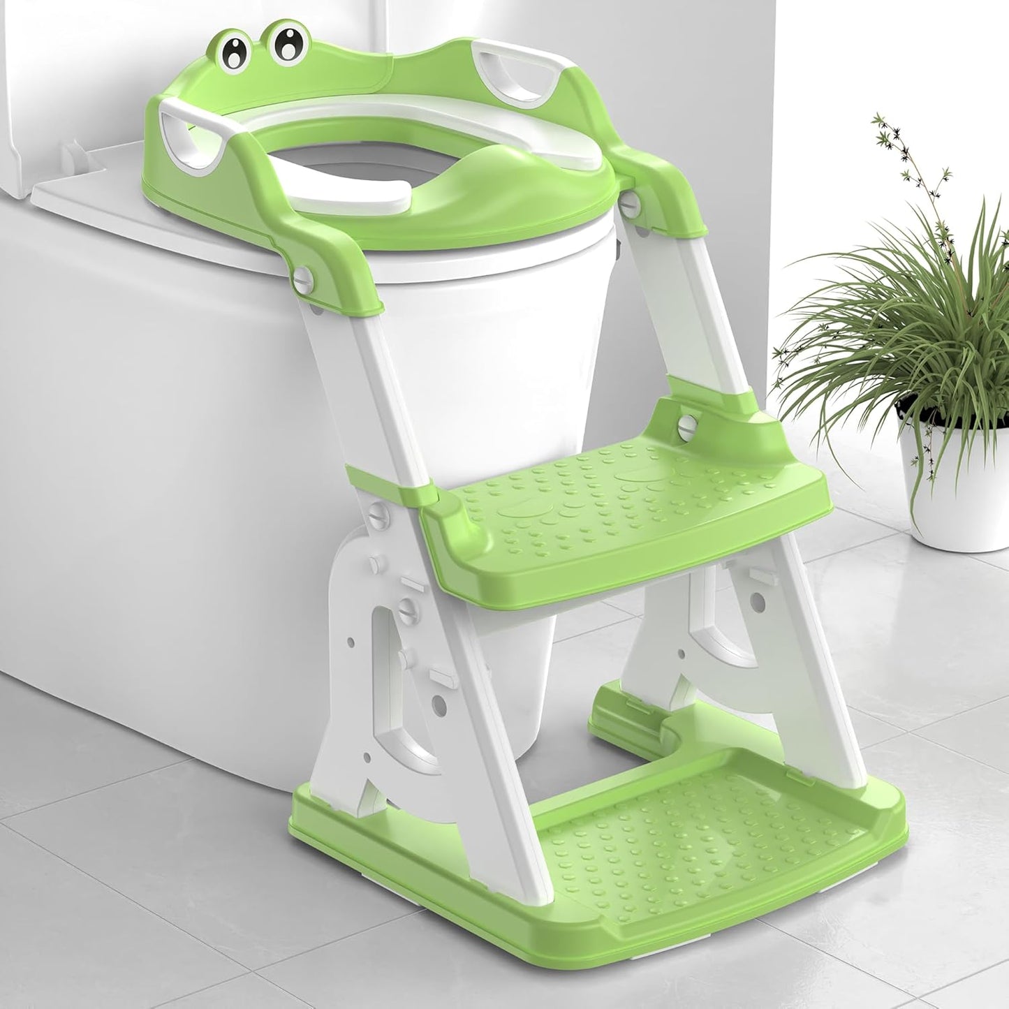 Meulife Potty Training Seat, Upgrade 2 in 1 Potty Training Toilet for Toddler, Toddler Toilet Seat for Boys Girls with Support Bar, Anti-Slip Pad and Step Stool (Pink)