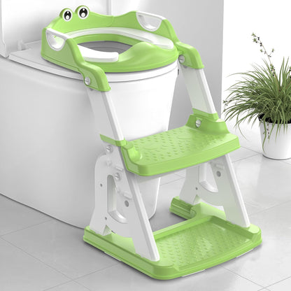 Meulife Potty Training Seat, Upgrade 2 in 1 Potty Training Toilet for Toddler, Toddler Toilet Seat for Boys Girls with Support Bar, Anti-Slip Pad and Step Stool (Pink)