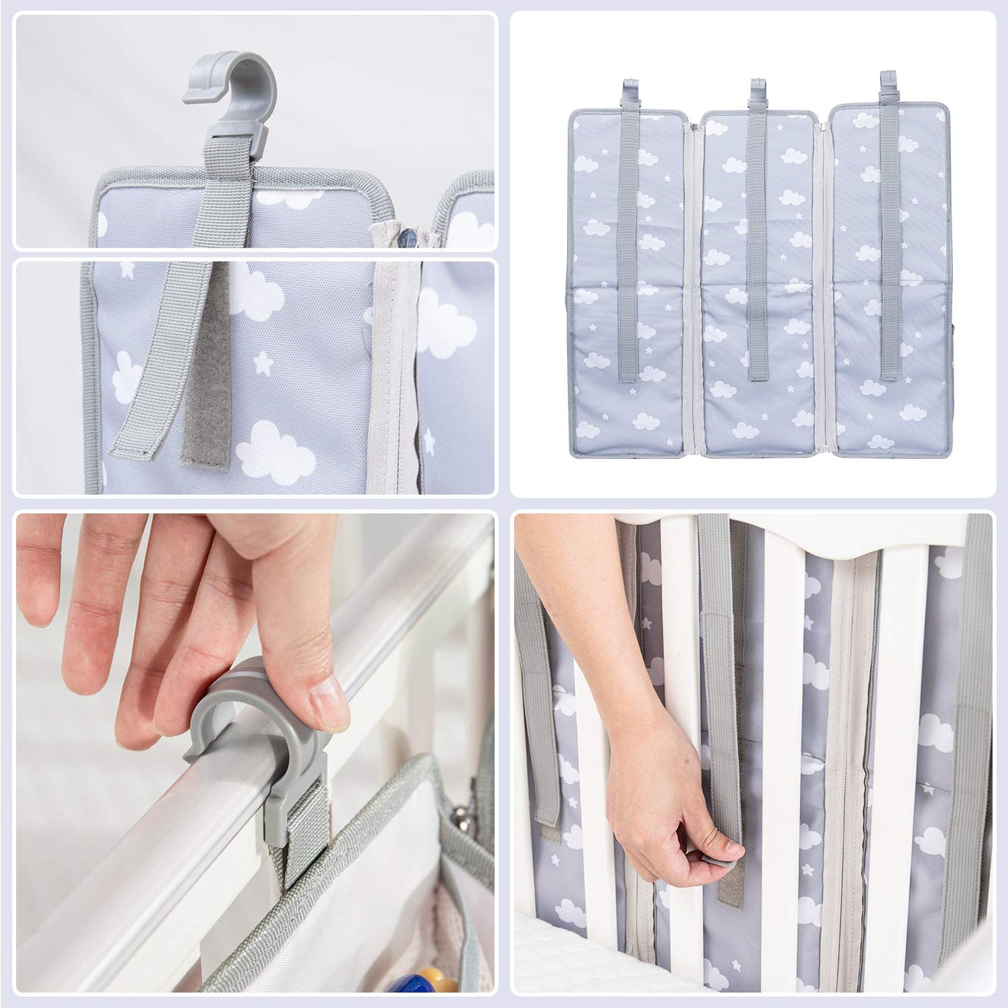 Orzbow 3-in-1 Hanging Diaper Caddy Organizer for Changing Table, Nursery Organization and Diaper Stacker for Crib Wall, Removable Diaper Organizer for Baby Girl Essentials, Pink