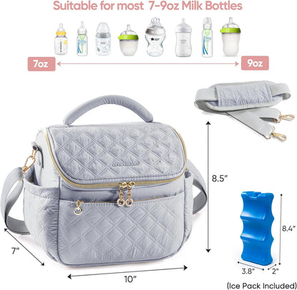 SFYBYHEART Breastmilk Cooler Travel Bag with Ice Pack for 6 Baby Bottles Up to 9 Ounce - Insulated Bottle bag for Daycare - Breastmilk Storage Bag - Baby Bottle Cooler Bag - Bottle Holder