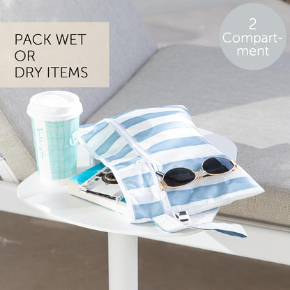 Bumkins Roamio Waterproof Wet Bag for Baby, Travel, Swim Suit, Cloth Diapers, Pump Parts, Pool, Beach, Gym Clothes, Toiletry, Hook to Stroller, Daycare, Zip Reusable Wetdry Packing Pouch, Multi Check - Colors A