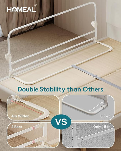 HOMEAL Bed Rail for Toddlers, 59in Swing Down Baby Bed Rail Guard, Toddler Bed Rails for King Size Beds, Twin, Full, Queen, Bed Guard Rail for Toddlers, Grey