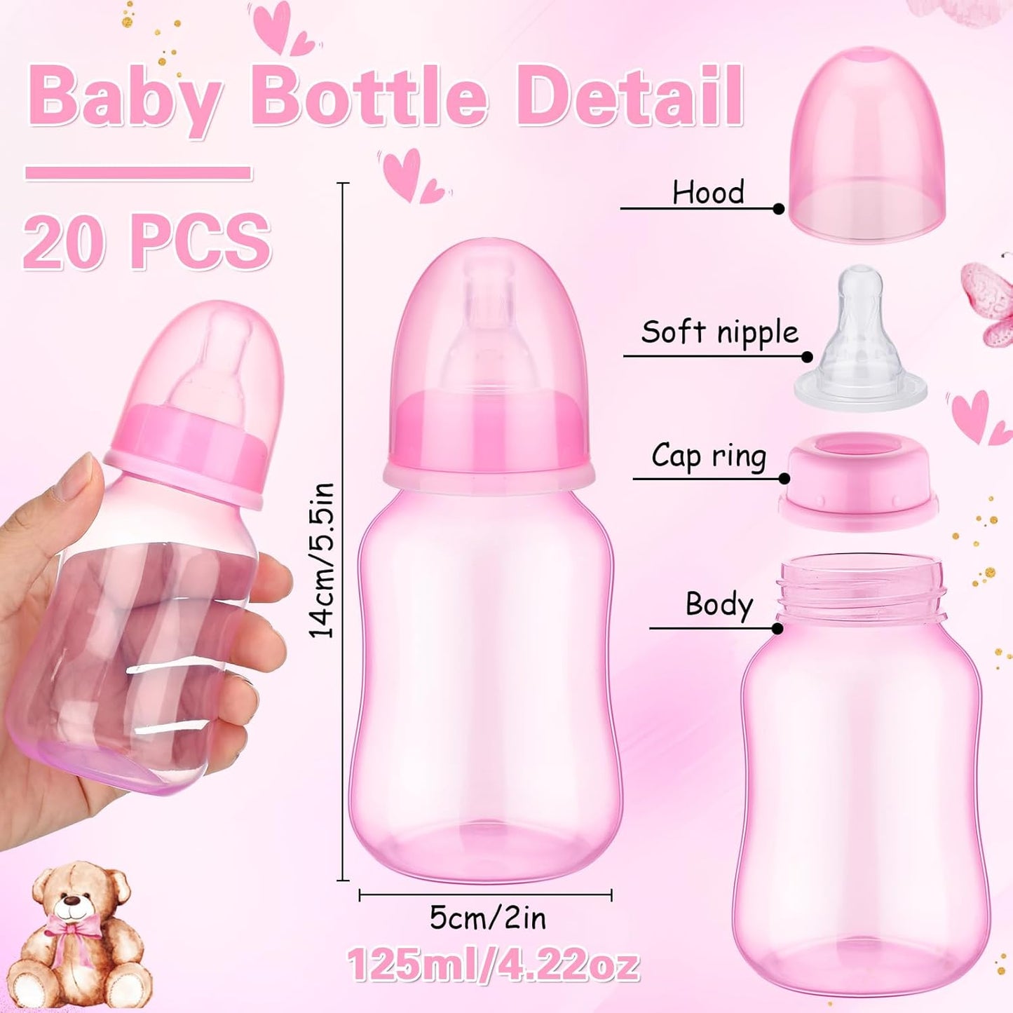 TrelaCo Bottle Chug Baby Shower Game 20 Pcs Baby Bottles Shower Favor with 1 Greenery Theme Sign for Gender Reveal Party Supplies Gifts(Green)