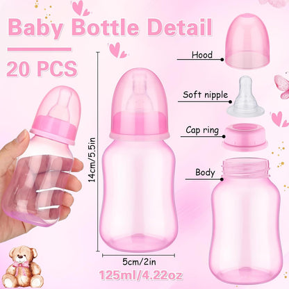 TrelaCo Bottle Chug Baby Shower Game 20 Pcs Baby Bottles Shower Favor with 1 Greenery Theme Sign for Gender Reveal Party Supplies Gifts(Green)