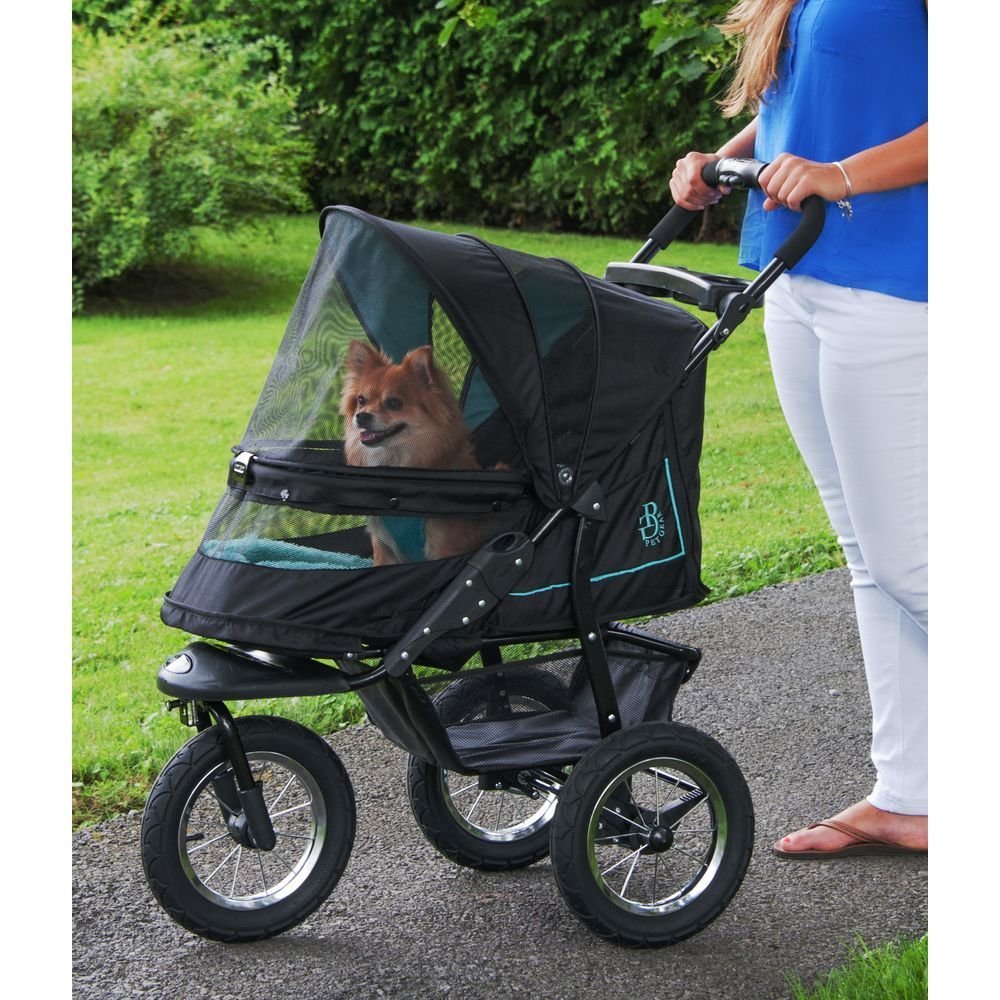 Pet Gear No-Zip NV Pet Stroller for Cats/Dogs, Zipperless Entry, Easy One-Hand Fold, Gel-Filled Tires, Plush Pad + Weather Cover Included, Caribbean Blue