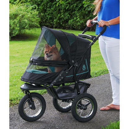 Pet Gear No-Zip NV Pet Stroller for Cats/Dogs, Zipperless Entry, Easy One-Hand Fold, Gel-Filled Tires, Plush Pad + Weather Cover Included, Caribbean Blue