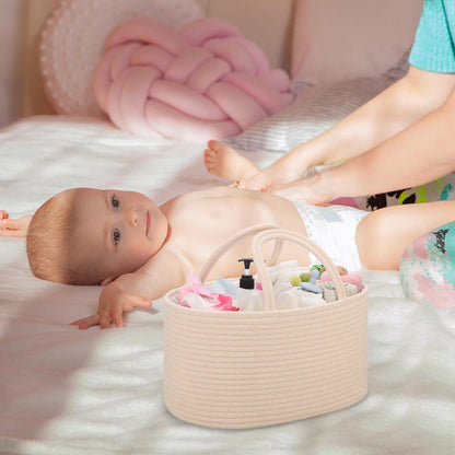 COMSE Baby Diaper Caddy Organizer, Car Caddy, Diaper Change Organizer, Gift Baskets Empty, Portable Tote Bag with Divider, Baby Shower Gifts Newborn Essentials Registry Must Have, Light pink