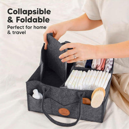 KeaBabies Baby Diaper Caddy Organizer with Handle - Portable Baby Car Organizers and Storage for Nursery, Changing Table, Large Shower Gift Basket for New Mom Gifts & Boy Girl Registry (Mystic Gray)