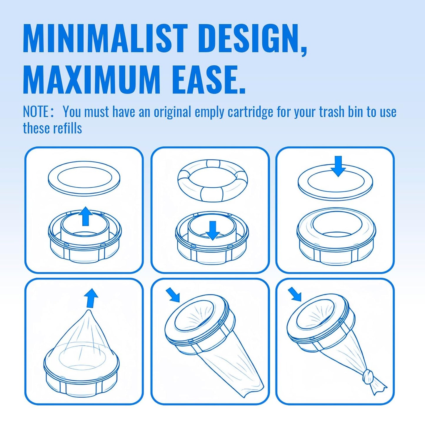 Compatible with Diaper Genie Pails Diaper Pail Refills | 3 Pack Lemon Scent Continuous Long-Roll Liner Refills | Leak-Resistant Odor-Control Disposal Bags for Baby | Easy Cut & Tie Design