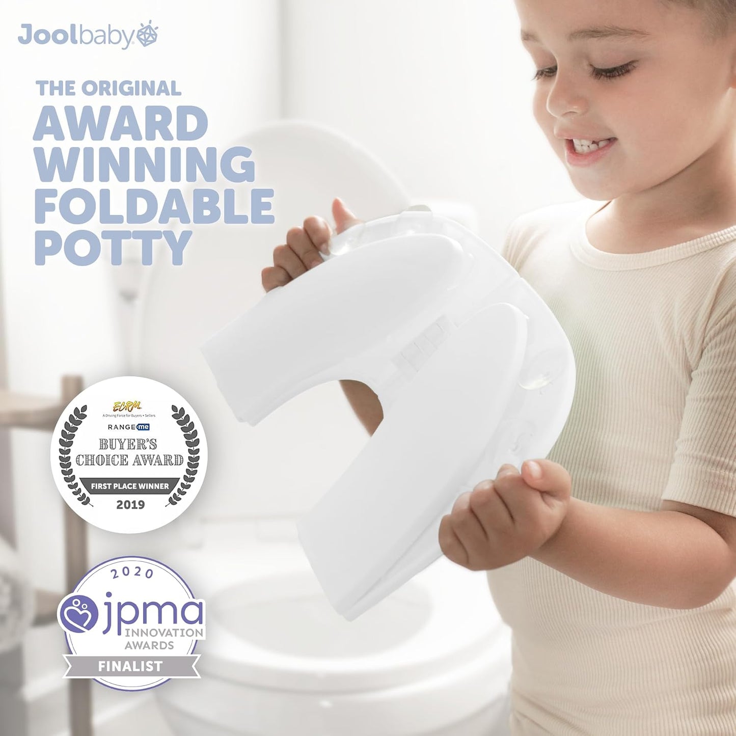 Jool Baby Folding Travel Potty Training Seat for Toddlers, Fits Round & Oval Toilets, Non-Slip Suction Cups, Includes Free Travel Bag (Aqua)