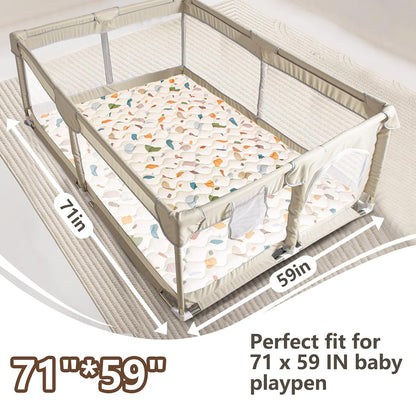 Baby Play Mat, 50x50 Playpen Mat with Super Soft Touch, Activity Mats with Upgraded Anti-Slip Bottom, Machine Washable Crawling Mats for Floor & Picnic (Animal Alphabets)