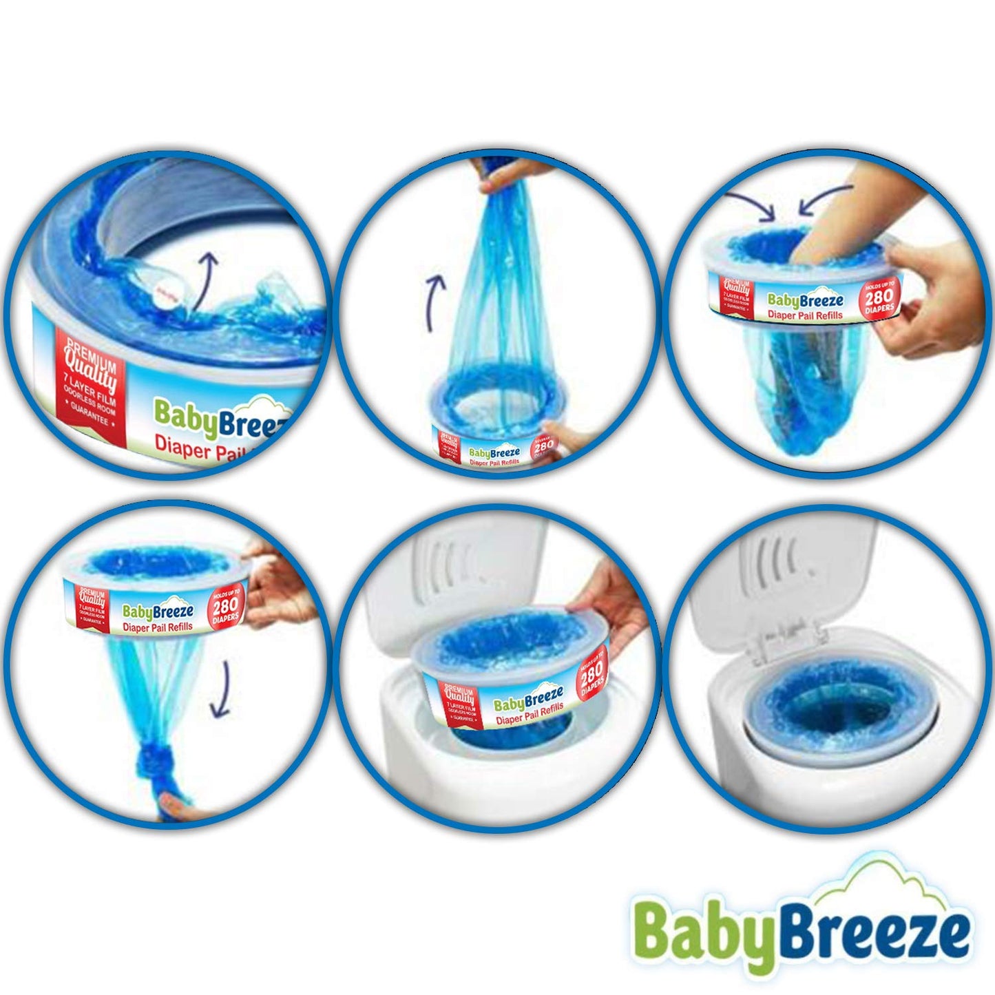 Diaper Pail Refill Bags Compatible with Playtex Diaper Genie- 1960 Count (7 Sets of 1 Pack) – by BabyBreeze