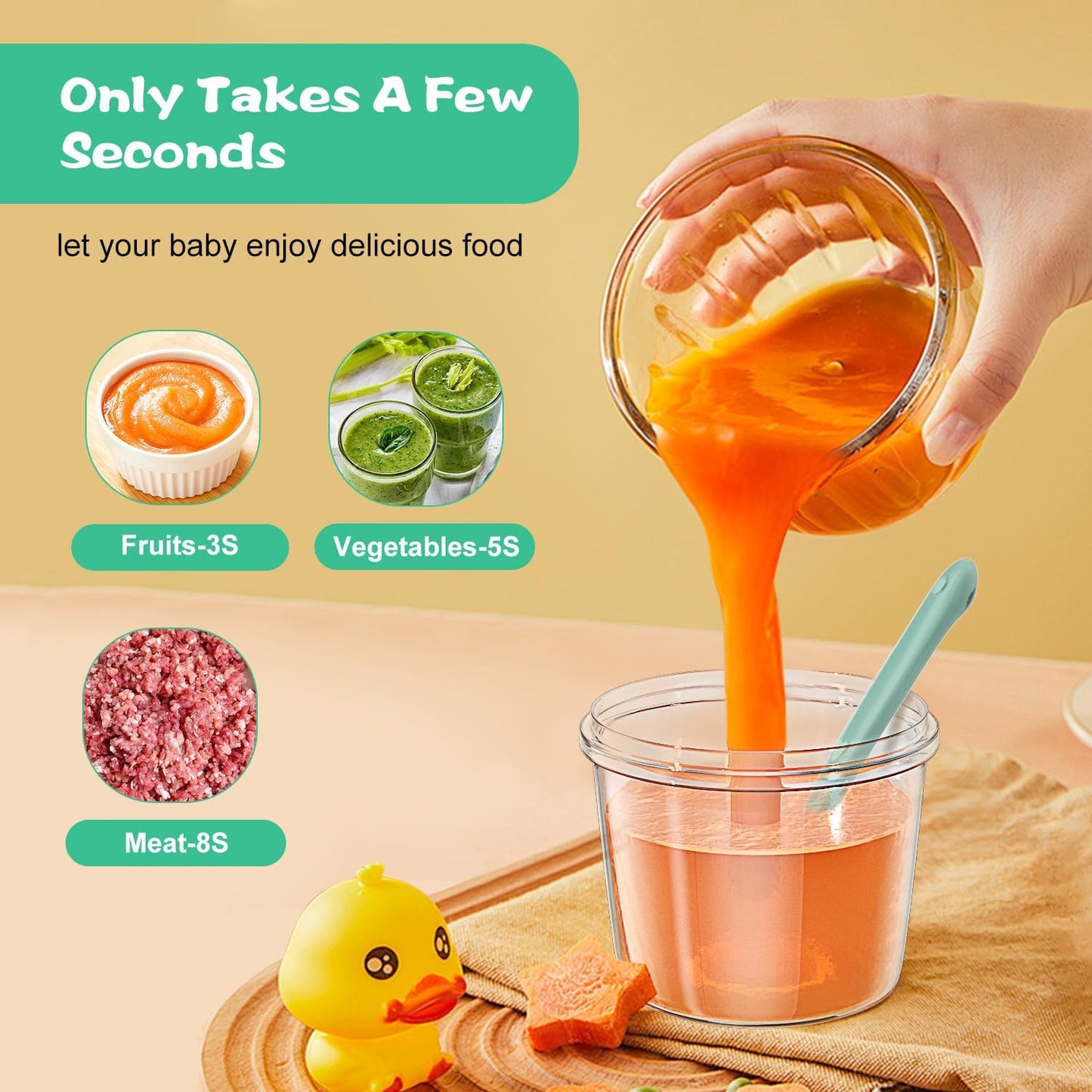 Baby Food Maker with Glass Cups & Freezer Tray, Compact Baby Processor for Smoothies, Hands-Free One-Touch, 230W Motor