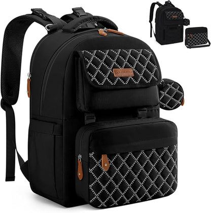 Maelstrom Diaper Bag Backpack,29L-45L Expandable Large Baby Bag for 2 Kids/Twins Baby Stuff, with Removable Cross Body Bottle Bag for Mom/Dad,Stylish Nappy Bag Gift for Boys/Girl-Black