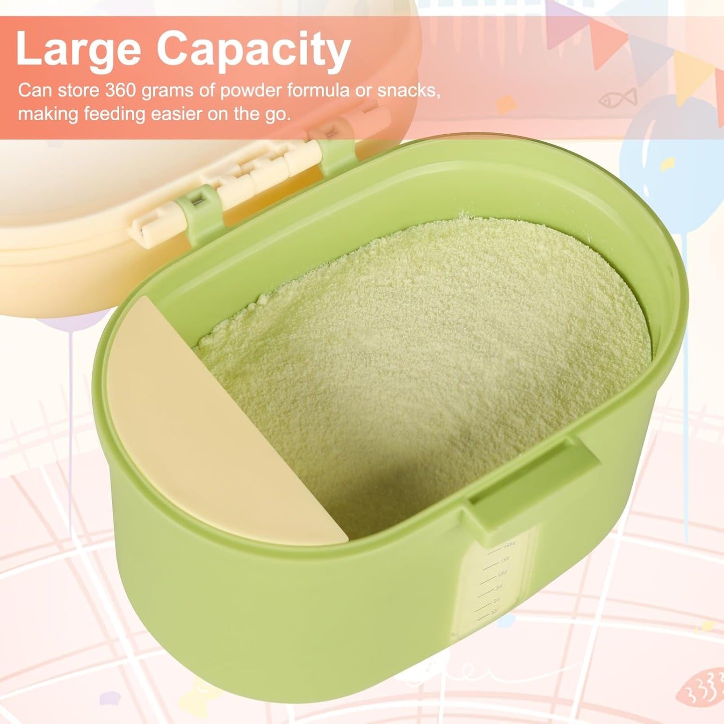Accmor Baby Formula Dispense On The Go, Portable Milk Powder Formula Dispenser with Scoop,Formula Containers for Travel Hold 8.5oz/240g Formula,Green