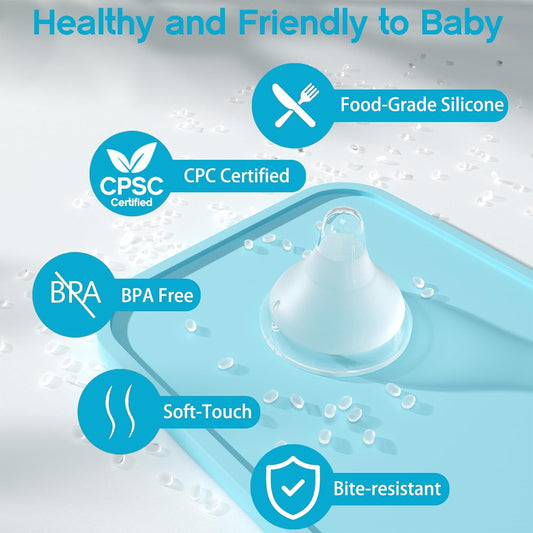 Silicone Bottle Baby Feeding Nipples Compatible with Lansinoh Bottles, Replacement Soft Nipple for Baby 1+ Months, Anti-Colic, BPA-Free, Slow Flow, Size S, 6 Count