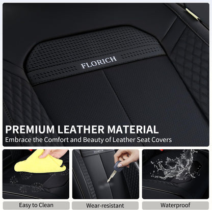 FLORICH Car Seat Covers Full Set, Automotive Seat Covers, Black Car Seat Cover, Waterproof Seat Protectors Universal fit for Car Truck Van SUV - Black